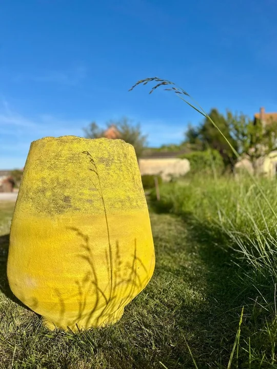 Yellow OVO V in an open landscape